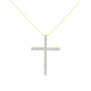 Bids.com 10K Yellow Gold Plated .925 Sterling Silver 4.0 Cttw Round Cut Diamond Cross Pendant Necklace (J-K Color, I1-I2 Clarity) - 18" Necklaces White Smoke Yellow.Sterling Silver / 18