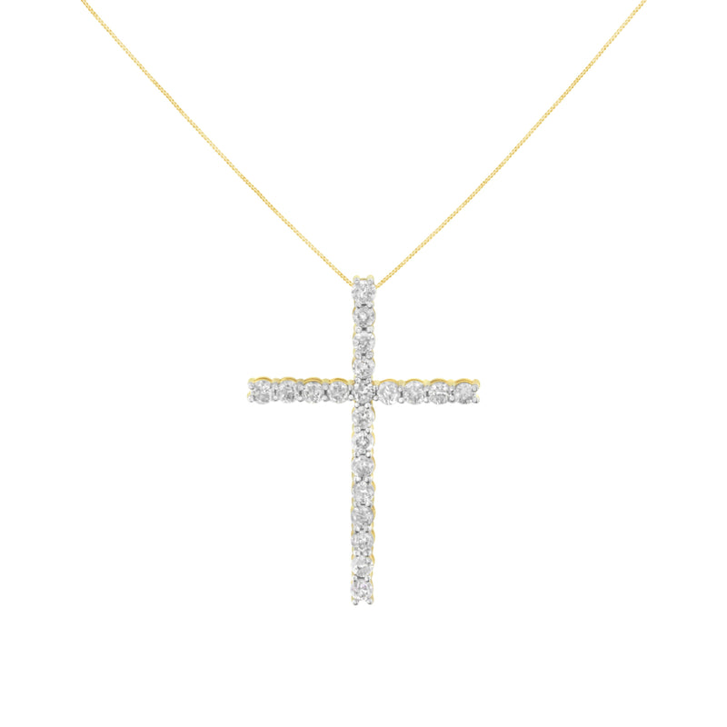 Bids.com 10K Yellow Gold Plated .925 Sterling Silver 4.0 Cttw Round Cut Diamond Cross Pendant Necklace (J-K Color, I1-I2 Clarity) - 18" Necklaces White Smoke Yellow.Sterling Silver / 18