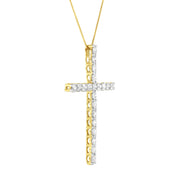 Bids.com 10K Yellow Gold Plated .925 Sterling Silver 4.0 Cttw Round Cut Diamond Cross Pendant Necklace (J-K Color, I1-I2 Clarity) - 18" Necklaces White Smoke Yellow.Sterling Silver / 18