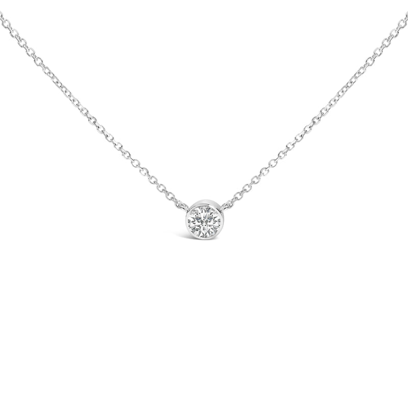 Bids.com 14K White Gold 1.00 Cttw Bezel Set Round Lab-Grown Diamond Solitaire 18" Pendant Necklace (F-G Color, VS1-VS2 Clarity) Necklaces White Smoke White.Gold / 18