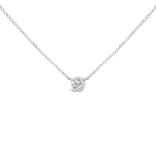 Bids.com 14K White Gold 1.00 Cttw Bezel Set Round Lab-Grown Diamond Solitaire 18" Pendant Necklace (F-G Color, VS1-VS2 Clarity) Necklaces White Smoke White.Gold / 18