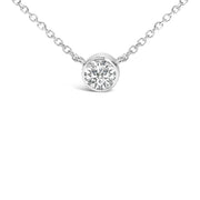 Bids.com 14K White Gold 1.00 Cttw Bezel Set Round Lab-Grown Diamond Solitaire 18" Pendant Necklace (F-G Color, VS1-VS2 Clarity) Necklaces White Smoke White.Gold / 18