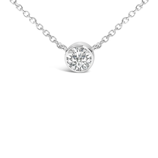 Bids.com 14K White Gold 1.00 Cttw Bezel Set Round Lab-Grown Diamond Solitaire 18" Pendant Necklace (F-G Color, VS1-VS2 Clarity) Necklaces White Smoke White.Gold / 18