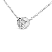 Bids.com 14K White Gold 1.00 Cttw Bezel Set Round Lab-Grown Diamond Solitaire 18" Pendant Necklace (F-G Color, VS1-VS2 Clarity) Necklaces White Smoke White.Gold / 18