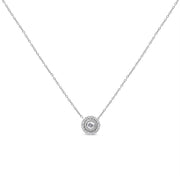 Bids.com .925 Sterling Silver 1/2 Cttw Round Diamond Halo Circle Pendant 18" Necklace (I-J Color, I2-I3 Clarity) Necklaces White Smoke White.Sterling Silver / 18