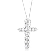 Bids.com .925 Sterling Silver 1.0 Cttw Prong Set Round-Cut Diamond Cross 18" Pendant Necklace (I-J Color, I2-I3 Clarity) Necklaces White Smoke White.Sterling Silver / 18