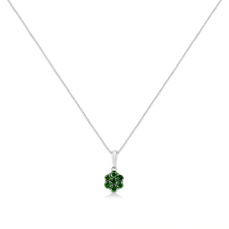Bids.com .925 Sterling Silver 1/2 Cttw Prong Set Treated Green Diamond Floral Cluster 18" Pendant Necklace (Green Color, I1-I2 Clarity) Necklaces White Smoke Yellow Diamond / 0.25 / White,Yellow Diamond / 0.25 / Yellow,Green Diamond / 0.25 / White,Yellow Diamond / 0.5 / White,Green Diamond / 0.5 / White