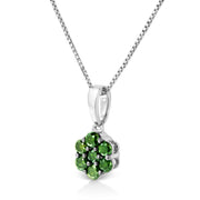 Bids.com .925 Sterling Silver 1/2 Cttw Prong Set Treated Green Diamond Floral Cluster 18" Pendant Necklace (Green Color, I1-I2 Clarity) Necklaces White Smoke Yellow Diamond / 0.25 / White,Yellow Diamond / 0.25 / Yellow,Green Diamond / 0.25 / White,Yellow Diamond / 0.5 / White,Green Diamond / 0.5 / White