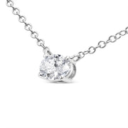 Bids.com 14K White Gold 1/2 Cttw Lab Grown Oval Shape Solitaire Diamond East West 18" Pendant Necklace (E-F Color, VS1-VS2 Clarity) Necklaces White Smoke White.Gold / 18