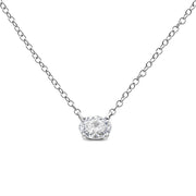 Bids.com 14K White Gold 1/2 Cttw Lab Grown Oval Shape Solitaire Diamond East West 18" Pendant Necklace (E-F Color, VS1-VS2 Clarity) Necklaces White Smoke White.Gold / 18