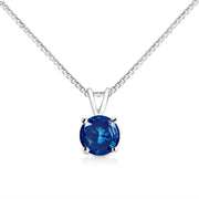 Bids.com 10K White Gold 1/4 Cttw Round Brilliant Cut Lab Grown Blue Diamond 4-Prong Solitaire Pendant Necklace (Blue Color, VS2-SI1 Clarity) - 18" Necklaces White Smoke White.Gold / 18 / Blue Diamond