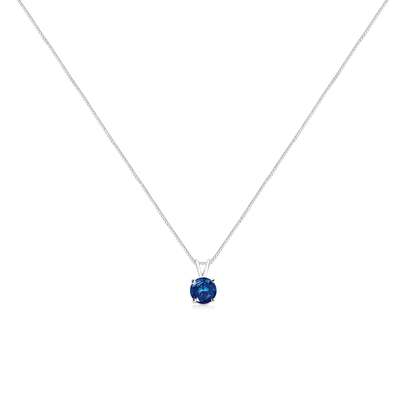 Bids.com 10K White Gold 1/4 Cttw Round Brilliant Cut Lab Grown Blue Diamond 4-Prong Solitaire Pendant Necklace (Blue Color, VS2-SI1 Clarity) - 18" Necklaces White Smoke White.Gold / 18 / Blue Diamond,White.Gold / 18 / Pink Diamond