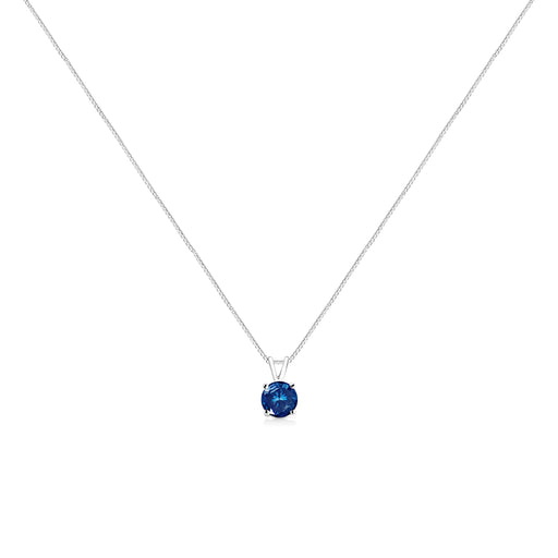 Bids.com 10K White Gold 1/4 Cttw Round Brilliant Cut Lab Grown Blue Diamond 4-Prong Solitaire Pendant Necklace (Blue Color, VS2-SI1 Clarity) - 18" Necklaces White Smoke White.Gold / 18 / Blue Diamond,White.Gold / 18 / Pink Diamond