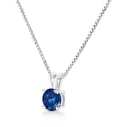 Bids.com 10K White Gold 1/4 Cttw Round Brilliant Cut Lab Grown Blue Diamond 4-Prong Solitaire Pendant Necklace (Blue Color, VS2-SI1 Clarity) - 18" Necklaces White Smoke White.Gold / 18 / Blue Diamond,White.Gold / 18 / Pink Diamond