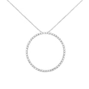 Bids.com .925 Sterling Silver 4 cttw Prong Set, Round-Cut Diamond Open Circle Hoop 18" Pendant Necklace (J-K Color, I1-I2 Clarity) Necklaces White Smoke White.Sterling Silver / 18