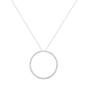 Bids.com .925 Sterling Silver 4 cttw Prong Set, Round-Cut Diamond Open Circle Hoop 18" Pendant Necklace (J-K Color, I1-I2 Clarity) Necklaces White Smoke White.Sterling Silver / 18