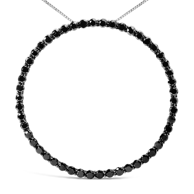 Bids.com .925 Sterling Silver 4.0 Cttw Black Diamond Open Hoop Circle 18" Pendant Necklace (Black Color, I2-I3 Clarity) Necklaces White Smoke White.Sterling Silver / 18 / 4,White.Sterling Silver / 18 / 5,White.Sterling Silver / 18 / 1,White.Sterling Silver / 18 / 2