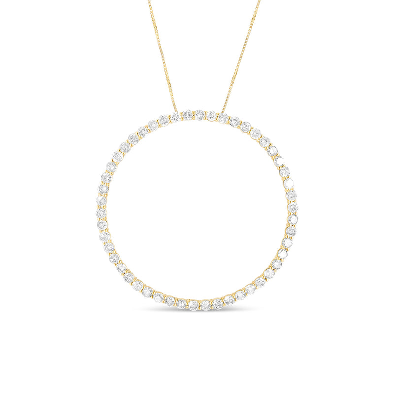 Bids.com 10K Yellow Gold Plated .925 Sterling Silver 4 Cttw Diamond Circle Hoop 18" Pendant Necklace (J-K Color, I1-I2 Clarity) Necklaces White Smoke Yellow.Sterling Silver / 18