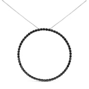 Bids.com .925 Sterling Silver 4.0 Cttw Black Diamond Open Hoop Circle 18" Pendant Necklace (Black Color, I2-I3 Clarity) Necklaces White Smoke White.Sterling Silver / 18 / 5
