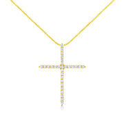 Bids.com 10K Yellow Gold 3.00 cttw Round-Cut Diamond Cross 18" Pendant Necklace (J-K Color, I1-I2 Clarity) Necklaces White Smoke Yellow.Gold / 18