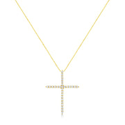 Bids.com 10K Yellow Gold 3.00 cttw Round-Cut Diamond Cross 18" Pendant Necklace (J-K Color, I1-I2 Clarity) Necklaces White Smoke Yellow.Gold / 18