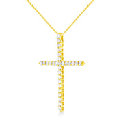 Bids.com 10K Yellow Gold 3.00 cttw Round-Cut Diamond Cross 18" Pendant Necklace (J-K Color, I1-I2 Clarity) Necklaces White Smoke Yellow.Gold / 18