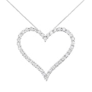 Bids.com .925 Sterling Silver 3.0 cttw Round-Cut Diamond Open Heart Pendant Necklace (I-J Color, I2-I3 Clarity) - 18" Necklaces White Smoke White.Sterling Silver / 18