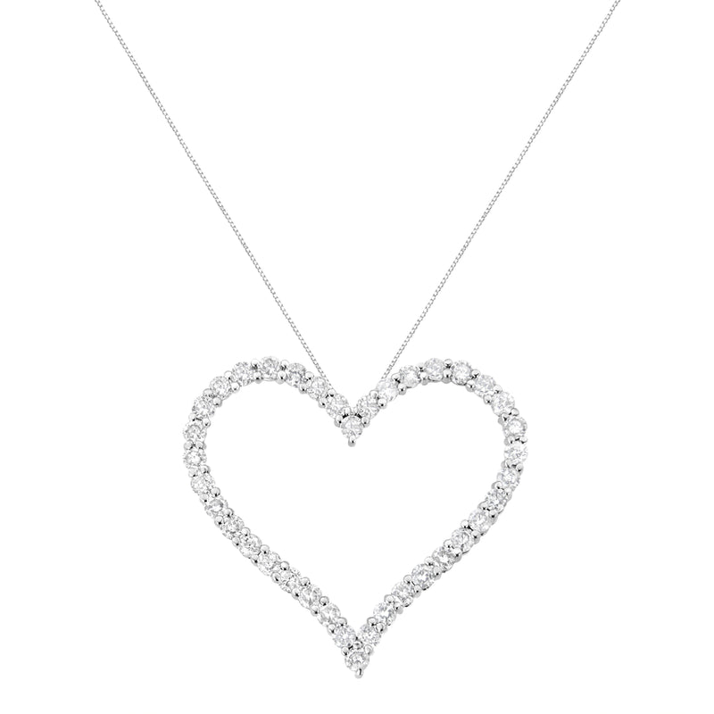 Bids.com .925 Sterling Silver 3.0 cttw Round-Cut Diamond Open Heart Pendant Necklace (I-J Color, I2-I3 Clarity) - 18" Necklaces White Smoke White.Sterling Silver / 18