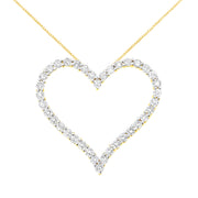 Bids.com 10k Yellow Gold Plated .925 Sterling Silver 3.0 cttw Round-Cut Diamond Open Heart Pendant Necklace (J-K Color, I1-I2 Clarity) - 18" Necklaces White Smoke Yellow.Sterling Silver / 18