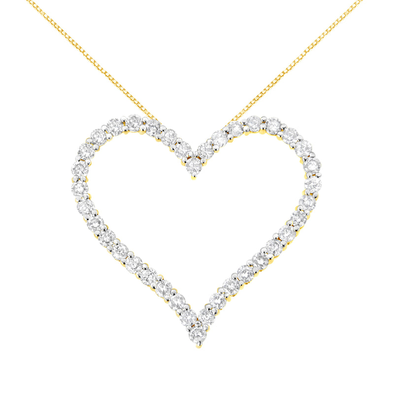 Bids.com 10k Yellow Gold Plated .925 Sterling Silver 3.0 cttw Round-Cut Diamond Open Heart Pendant Necklace (J-K Color, I1-I2 Clarity) - 18" Necklaces White Smoke Yellow.Sterling Silver / 18