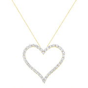 Bids.com 10k Yellow Gold Plated .925 Sterling Silver 3.0 cttw Round-Cut Diamond Open Heart Pendant Necklace (J-K Color, I1-I2 Clarity) - 18" Necklaces White Smoke Yellow.Sterling Silver / 18