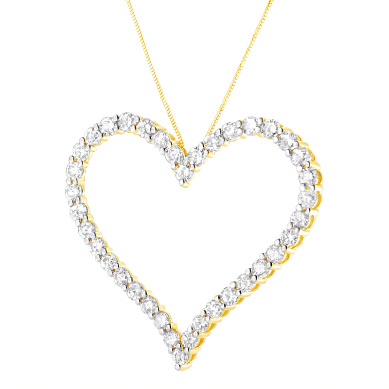 Bids.com 10k Yellow Gold Plated .925 Sterling Silver 3.0 cttw Round-Cut Diamond Open Heart Pendant Necklace (J-K Color, I1-I2 Clarity) - 18" Necklaces White Smoke Yellow.Sterling Silver / 18