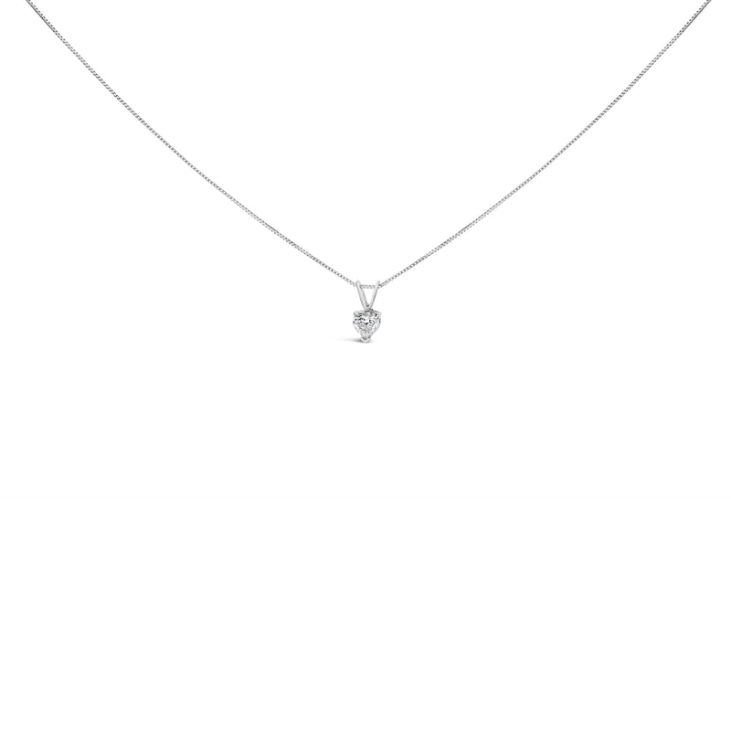Bids.com 14K White Gold 1/5 Cttw 3-Prong Set Heart Shaped Solitaire Lab Grown Diamond 18" Pendant Necklace (F-G Color, VS2-SI1 Clarity) Necklaces White Smoke White.Gold / 18 / B