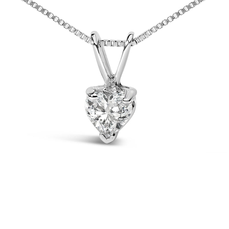 Bids.com 14K White Gold 1/5 Cttw 3-Prong Set Heart Shaped Solitaire Lab Grown Diamond 18" Pendant Necklace (F-G Color, VS2-SI1 Clarity) Necklaces White Smoke White.Gold / 18 / C