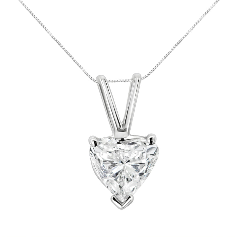 Bids.com 14K White Gold 1/5 Cttw 3-Prong Set Heart Shaped Solitaire Lab Grown Diamond 18" Pendant Necklace (F-G Color, VS2-SI1 Clarity) Necklaces White Smoke White.Gold / 18 / A