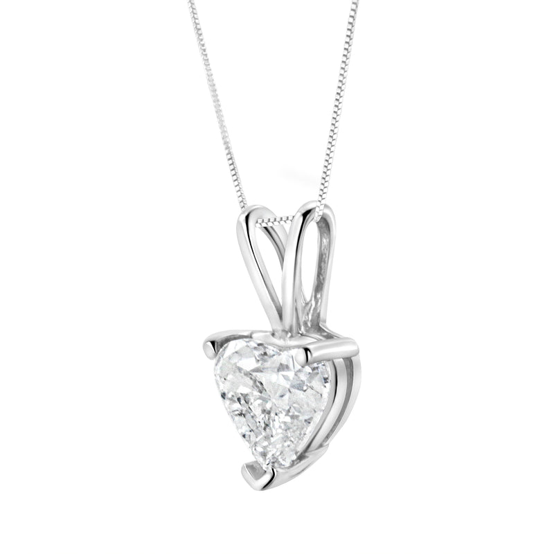 Bids.com 14K White Gold 3/8 Cttw Heart-Shaped Diamond Classic Solitaire 18" Pendant Necklace (H-I Color, VS2-SI1 Clarity) Necklaces White Smoke White.Gold / 18 / 0.4,White.Gold / 18 / 0.5,White.Gold / 18 / 0.25