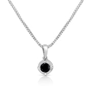 Bids.com .925 Sterling Silver 3/4 Cttw Treated Blue Diamond Solitaire 18" Milgrain Pendant Necklace (Blue Color, I1-I2 Clarity) Necklaces White Smoke White.Sterling Silver / 0.1 / Black Diamond