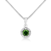 Bids.com .925 Sterling Silver 3/4 Cttw Treated Blue Diamond Solitaire 18" Milgrain Pendant Necklace (Blue Color, I1-I2 Clarity) Necklaces White Smoke White.Sterling Silver / 0.33 / Green Diamond