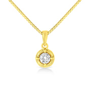 Bids.com 14K Yellow Gold Plated .925 Sterling Silver 1/2 Cttw Brilliant Round Cut Diamond Solitaire Milgrain 18" Pendant Necklace (K-L Color, I2-I3 Clarity) Necklaces White Smoke Yellow.Sterling Silver / 18 / 0.33