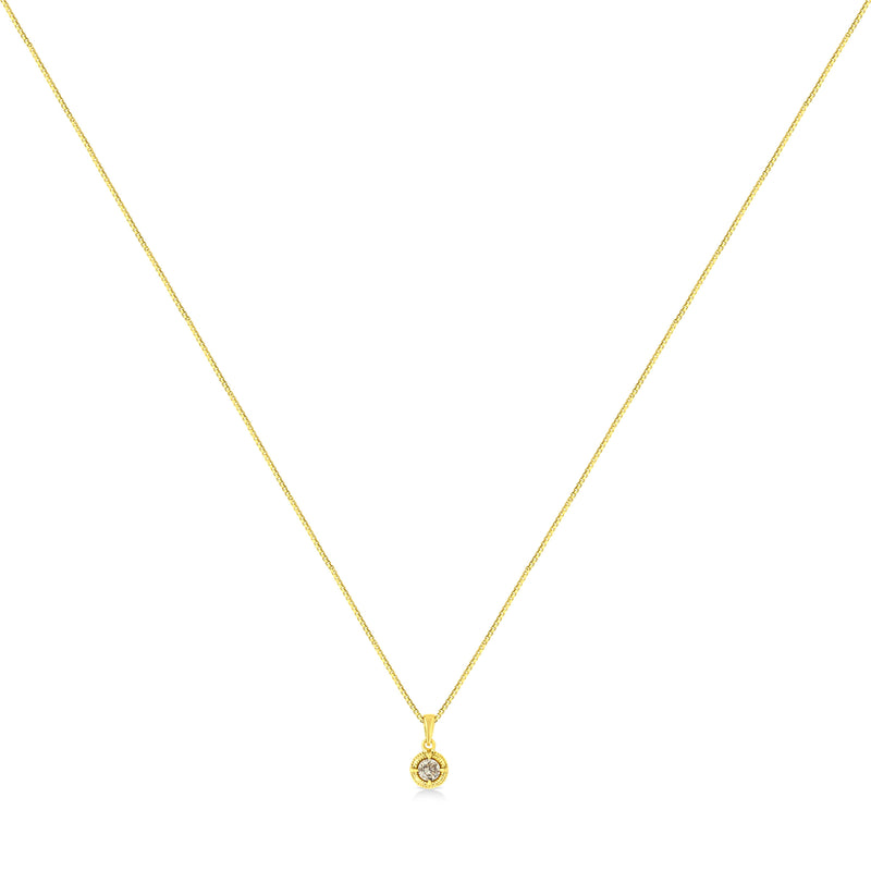Bids.com 14K Yellow Gold Plated .925 Sterling Silver 1/2 Cttw Brilliant Round Cut Diamond Solitaire Milgrain 18" Pendant Necklace (K-L Color, I2-I3 Clarity) Necklaces White Smoke Yellow.Sterling Silver / 18 / 0.33,Yellow.Sterling Silver / 18 / 0.75,Yellow.Sterling Silver / 18 / 0.5,Yellow.Sterling Silver / 18 / 0.2