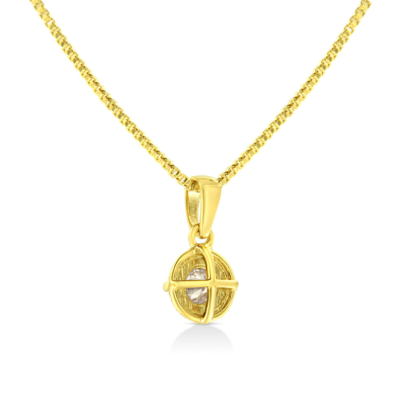 Bids.com 14K Yellow Gold Plated .925 Sterling Silver 1/2 Cttw Brilliant Round Cut Diamond Solitaire Milgrain 18" Pendant Necklace (K-L Color, I2-I3 Clarity) Necklaces White Smoke Yellow.Sterling Silver / 18 / 0.33,Yellow.Sterling Silver / 18 / 0.75,Yellow.Sterling Silver / 18 / 0.5,Yellow.Sterling Silver / 18 / 0.2