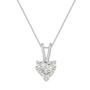 Bids.com 14K White Gold 3/8 Cttw Heart-Shaped Diamond Classic Solitaire 18" Pendant Necklace (H-I Color, VS2-SI1 Clarity) Necklaces White Smoke White.Gold / 18 / 0.5