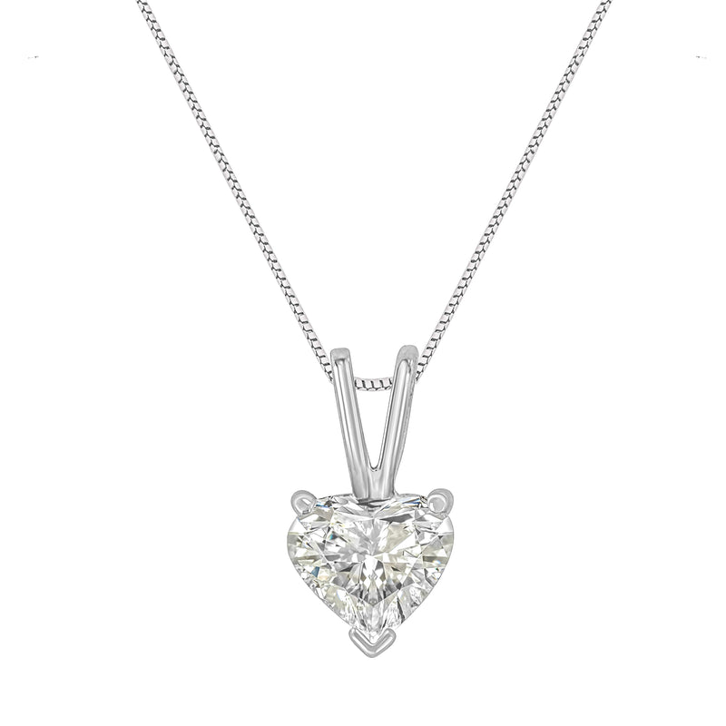 Bids.com 14K White Gold 3/8 Cttw Heart-Shaped Diamond Classic Solitaire 18" Pendant Necklace (H-I Color, VS2-SI1 Clarity) Necklaces White Smoke White.Gold / 18 / 0.5
