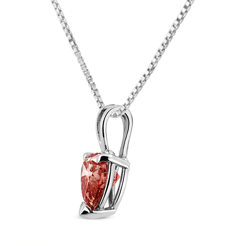 Bids.com IGI Certified 14K White Gold Martini Set 1.00 Cttw Lab Grown Pink Heart Diamond Solitaire 18" Pendant Necklace (Pink Color, SI2 Clarity) Necklaces White Smoke White.Gold / 18