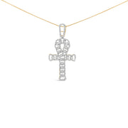 Bids.com Men's 10K Yellow Gold 1.00 Cttw Ankh Cross Pendant Necklaces White Smoke Yellow.Gold / 22