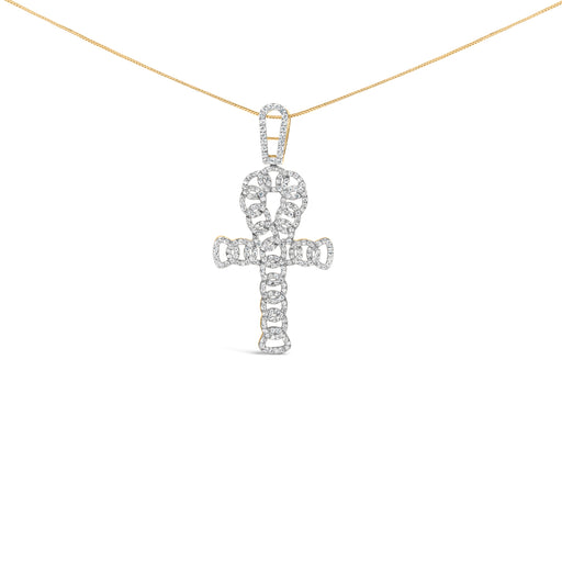 Bids.com Men's 10K Yellow Gold 1.00 Cttw Ankh Cross Pendant Necklaces White Smoke Yellow.Gold / 22