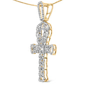 Bids.com Men's 10K Yellow Gold 1.00 Cttw Ankh Cross Pendant Necklaces White Smoke Yellow.Gold / 22