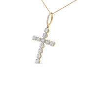 Bids.com 10K Yellow Gold 5/8 Cttw Miracle Set Round Diamond Circle Link Cross Men's Pendant Necklace Necklaces White Smoke Yellow.Gold / 22