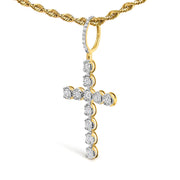 Bids.com 10K Yellow Gold 5/8 Cttw Miracle Set Round Diamond Circle Link Cross Men's Pendant Necklace Necklaces White Smoke Yellow.Gold / 22