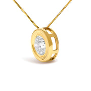 Bids.com 14K Yellow Gold 1 3/8 Cttw Bezel Set Round Diamond Solitaire Pendant Necklace Necklaces White Smoke Yellow.Gold / 18